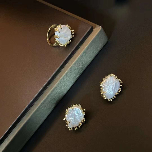 Pearl Ring Earring Set
