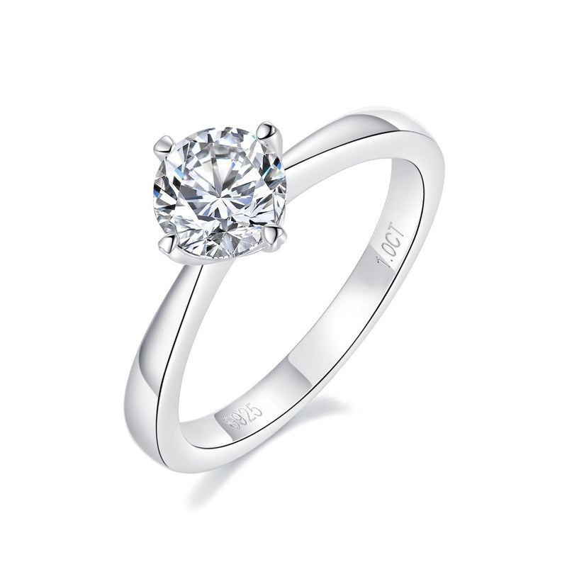 Cincin Moissanite 1CT 4-Prong Nama Eksklusif yang Dapat Disesuaikan
