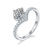 1CT V-shaped Mossanite Ring Customizable Exclusive Name