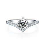 1CT V-shaped Mossanite Ring Customizable Exclusive Name