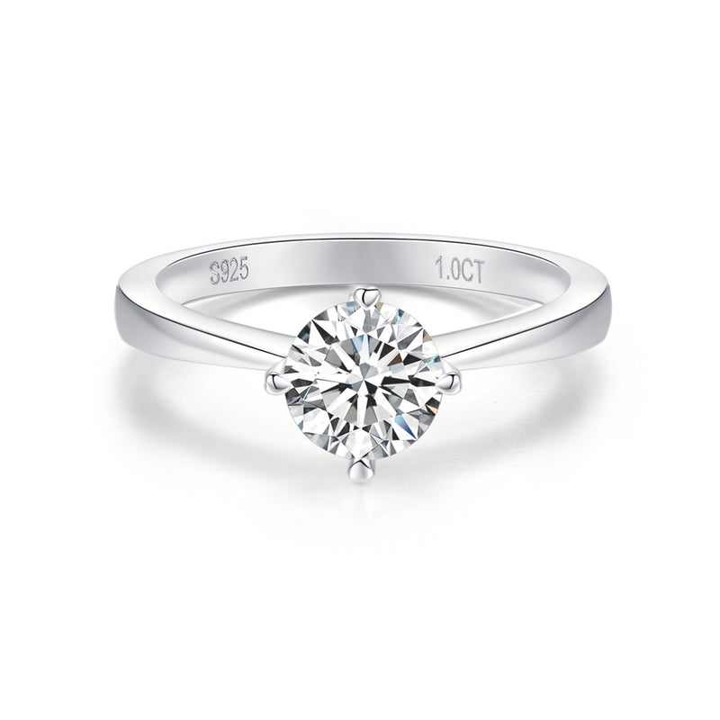 Cincin Moissanite 1CT 4-Prong Nama Eksklusif yang Dapat Disesuaikan